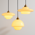 Pendente de Vidro Leitoso Dourado LED Design Clássico - homedecor