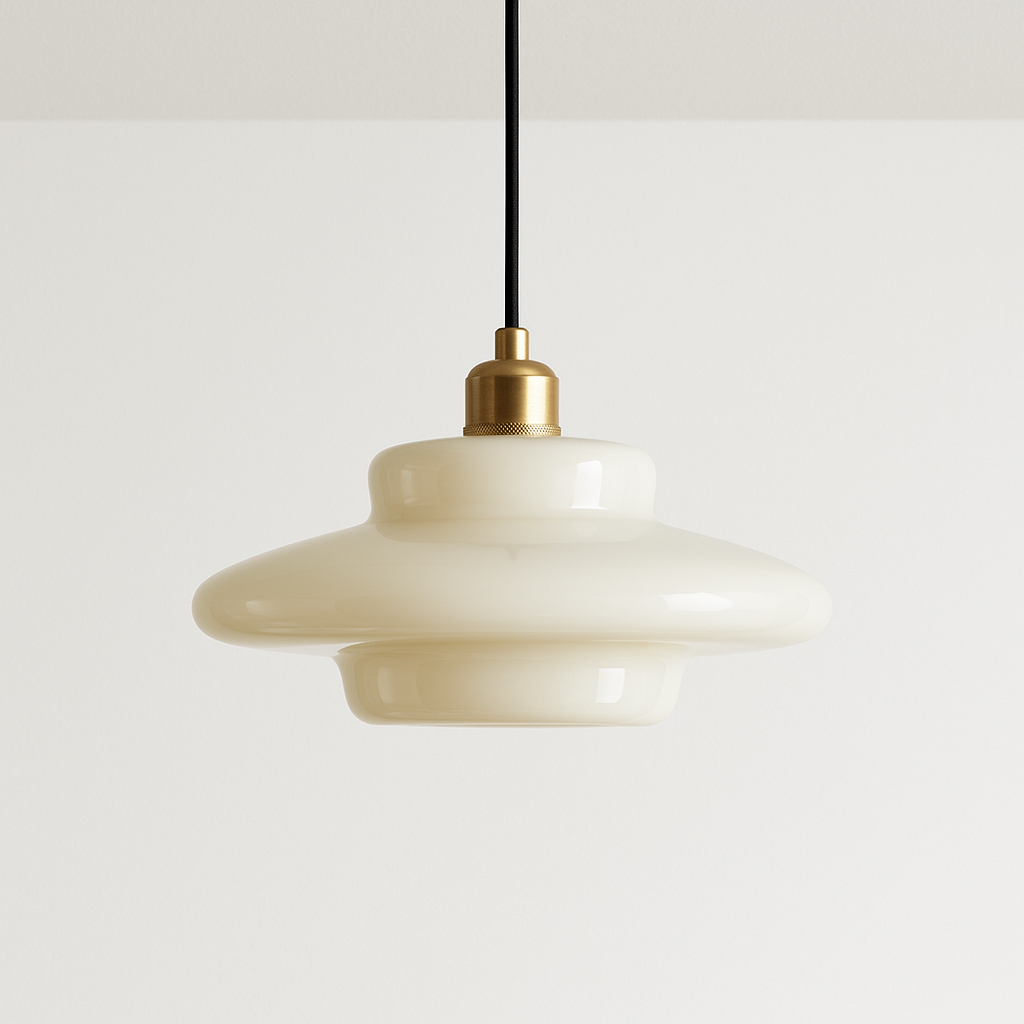 Pendente de Vidro Leitoso Dourado LED Design Clássico - homedecor