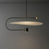 Pendente LED Disco Flutuante Haste Curva Moderno