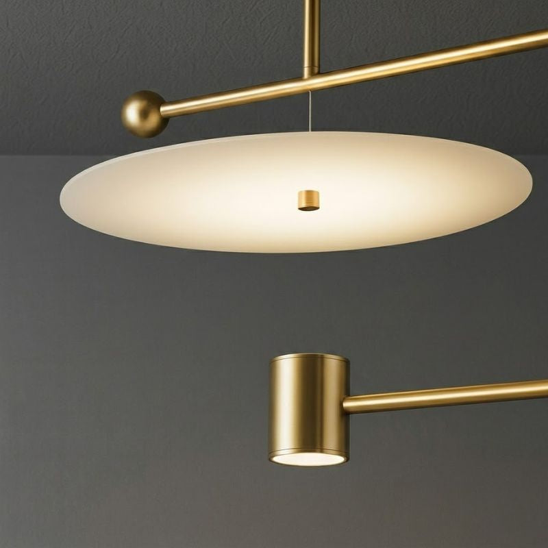 Pendente LED Disco Flutuante Haste Curva Moderno