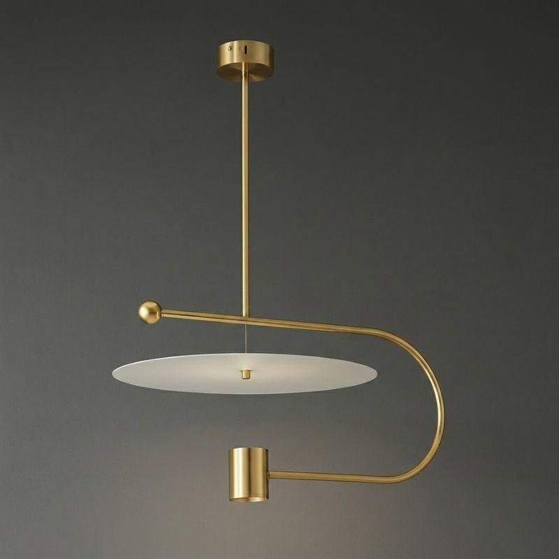 Pendente LED Disco Flutuante Haste Curva Moderno - homedecor