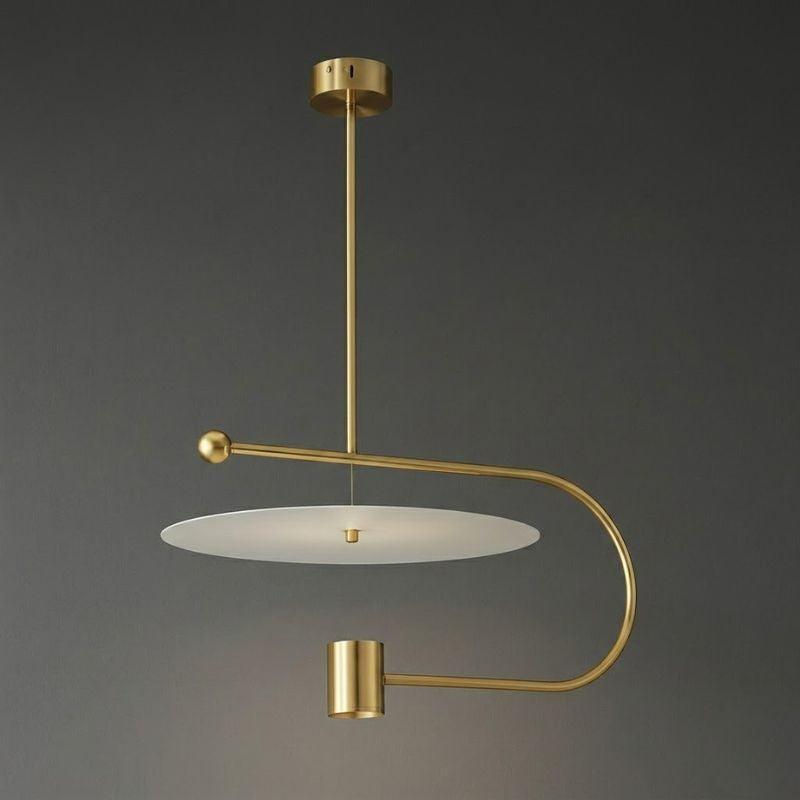 Pendente LED Disco Flutuante Haste Curva Moderno