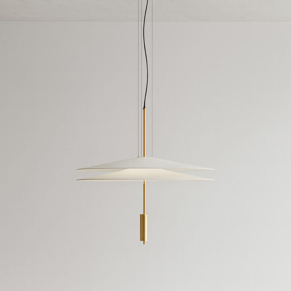 Pendente LED Flutuante 50-68cm Acrílico Dourado - homedecor
