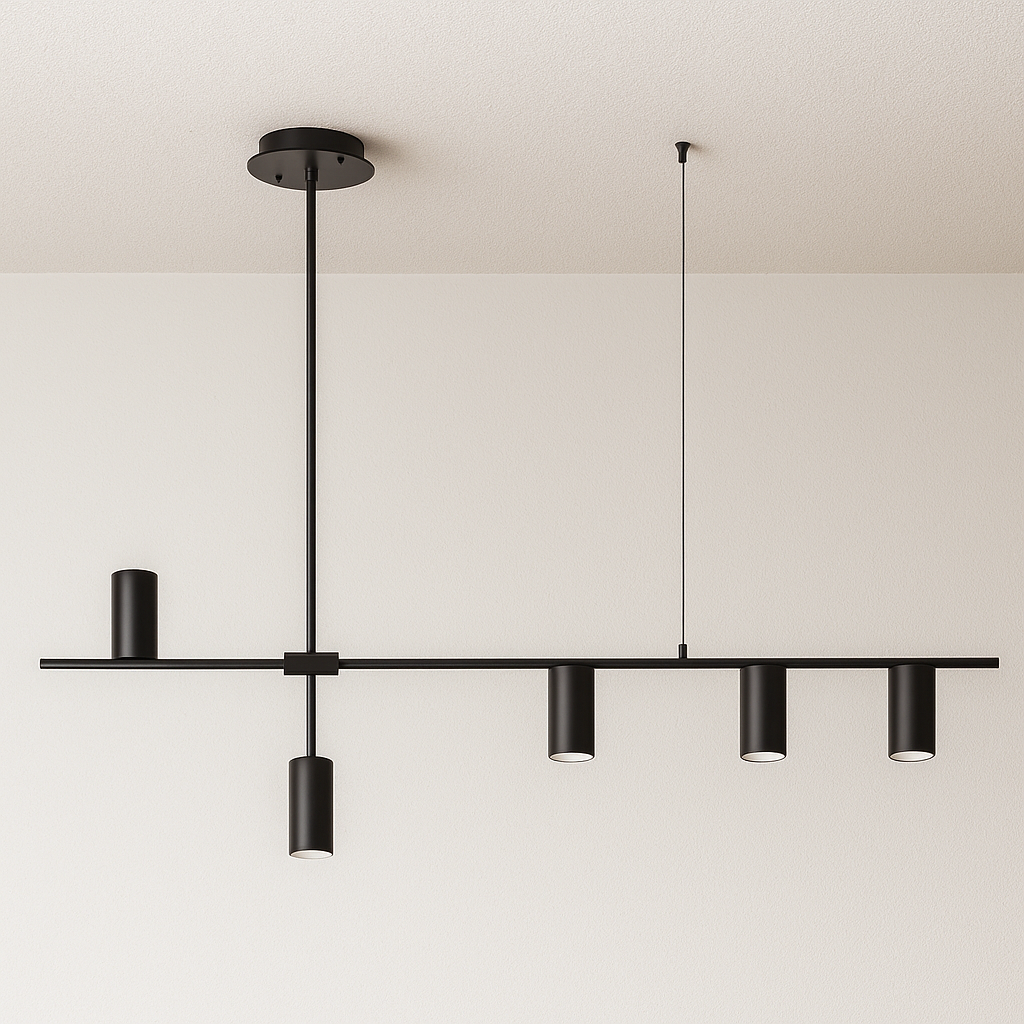 Pendente Linear 5 Spots Direcionáveis Dourado Preto - homedecor