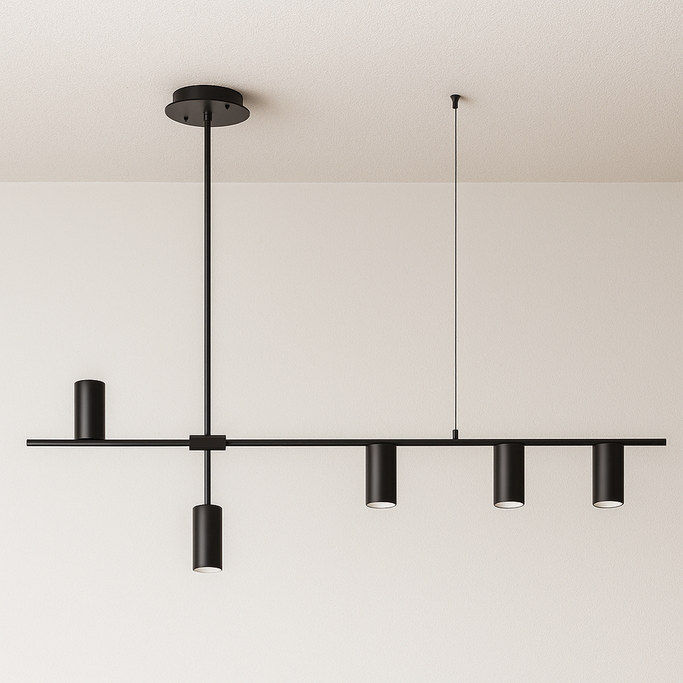 Pendente Linear 5 Spots Direcionáveis Dourado Preto - homedecor