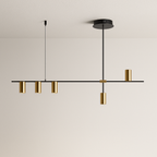 Pendente Linear 5 Spots Direcionáveis Dourado Preto - homedecor