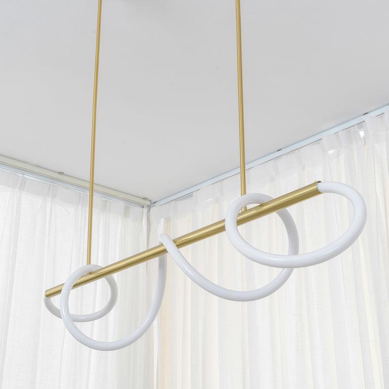 Pendente Linear Dourado Orgânico LED Integrado Design
