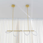 Pendente Linear Dourado Orgânico LED Integrado Design