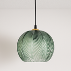 Pendente Triplo Vidro Verde Tropical Dourado Design - homedecor