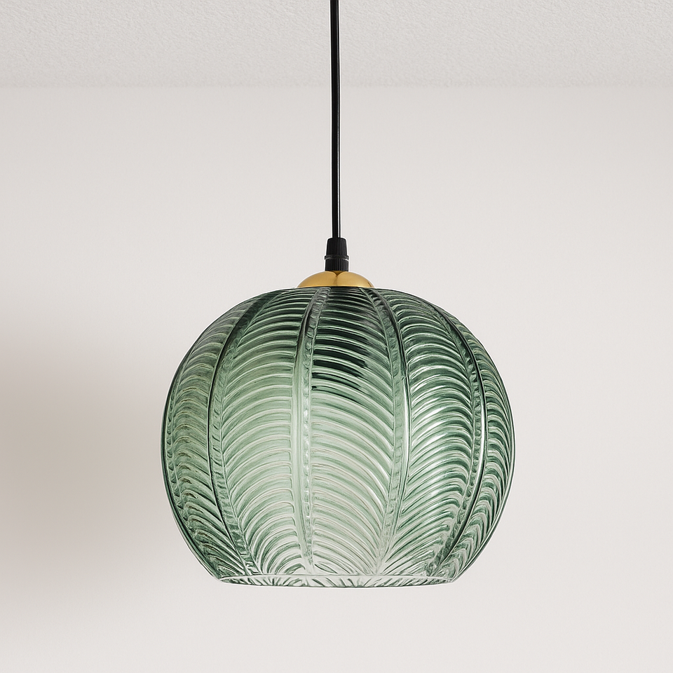 Pendente Triplo Vidro Verde Tropical Dourado Design - homedecor