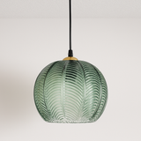 Pendente Triplo Vidro Verde Tropical Dourado Design