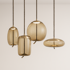 Pendente Âmbar Vidro Corda LED Integrado Design - homedecor