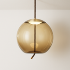 Pendente Âmbar Vidro Corda LED Integrado Design - homedecor