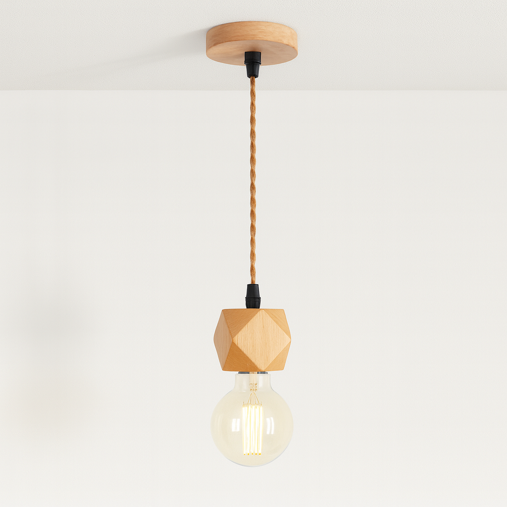 Pendente de Madeira Escandinavo Torneado Nórdico - homedecor