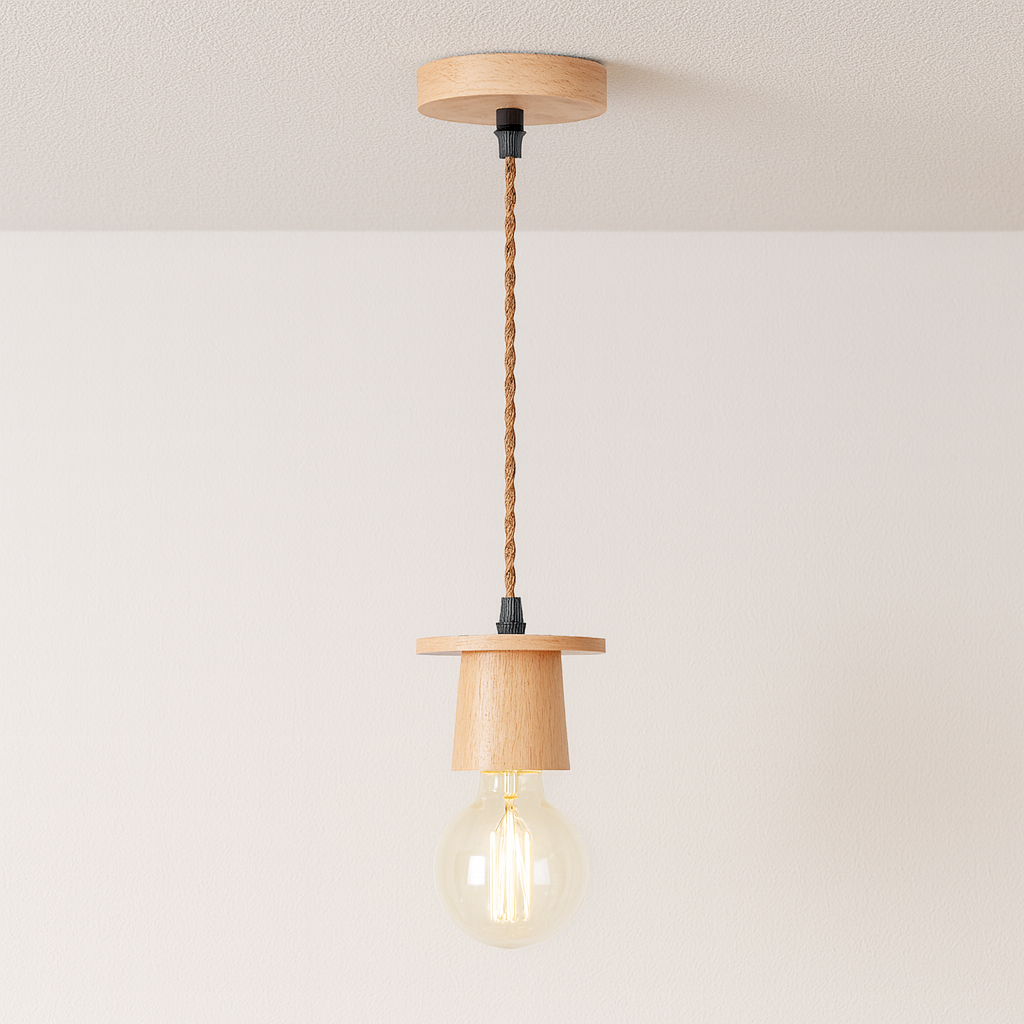 Pendente de Madeira Escandinavo Torneado Nórdico - homedecor