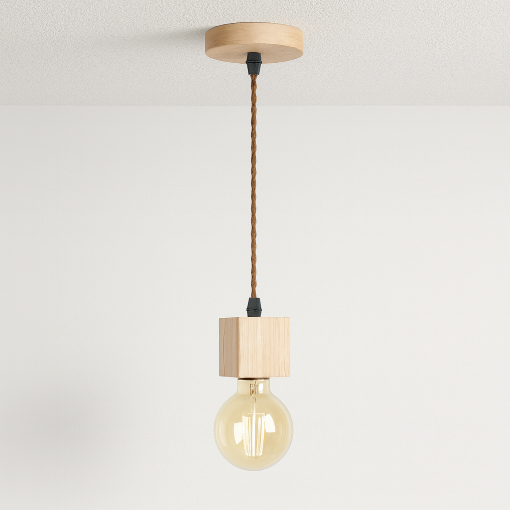 Pendente de Madeira Escandinavo Torneado Nórdico - homedecor