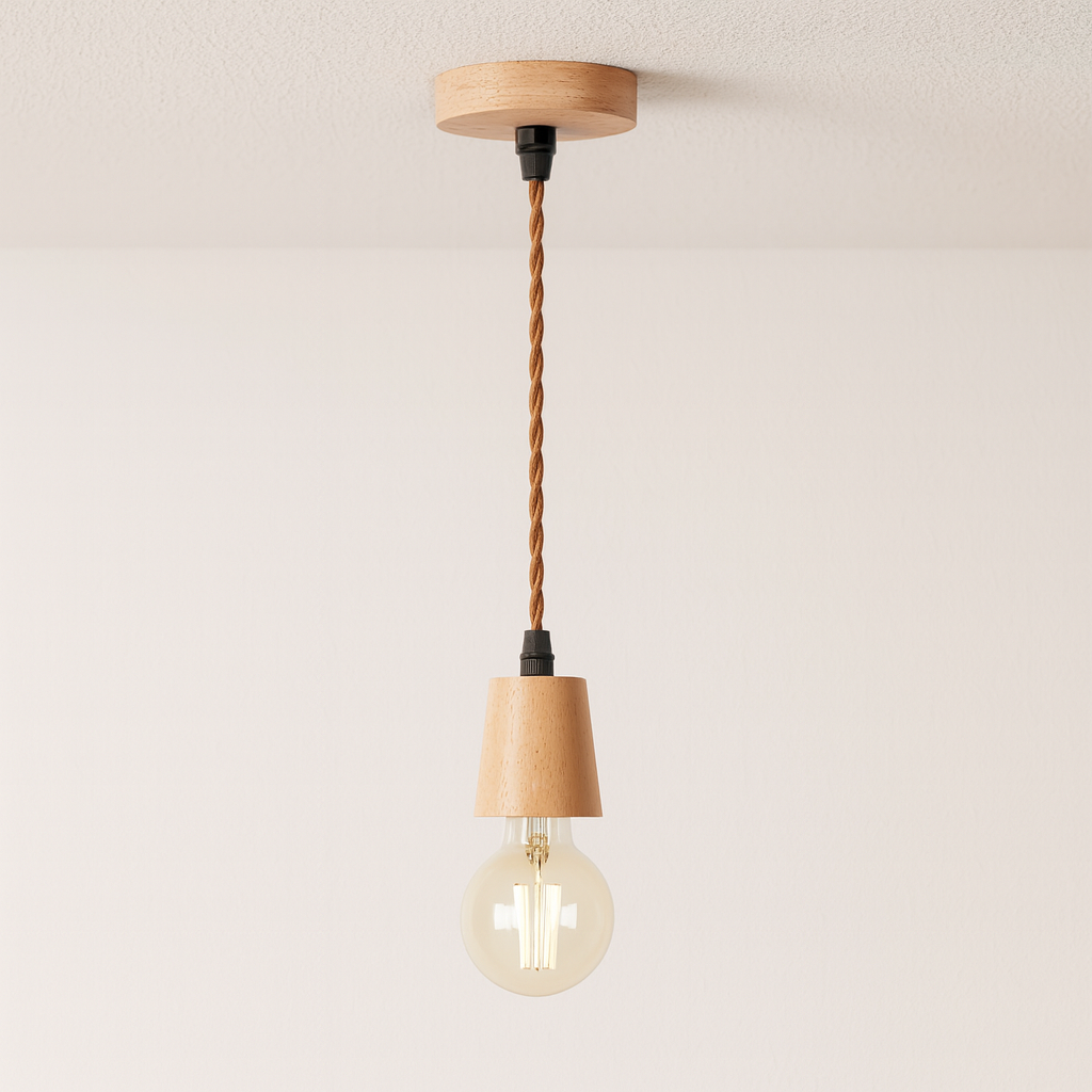 Pendente de Madeira Escandinavo Torneado Nórdico - homedecor