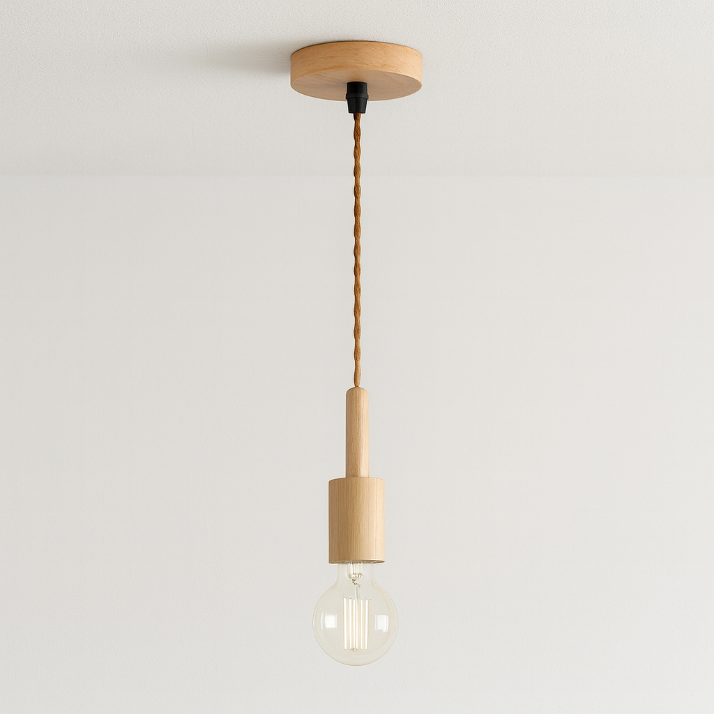 Pendente de Madeira Escandinavo Torneado Nórdico - homedecor