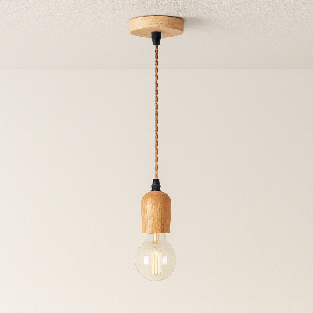 Pendente de Madeira Escandinavo Torneado Nórdico - homedecor