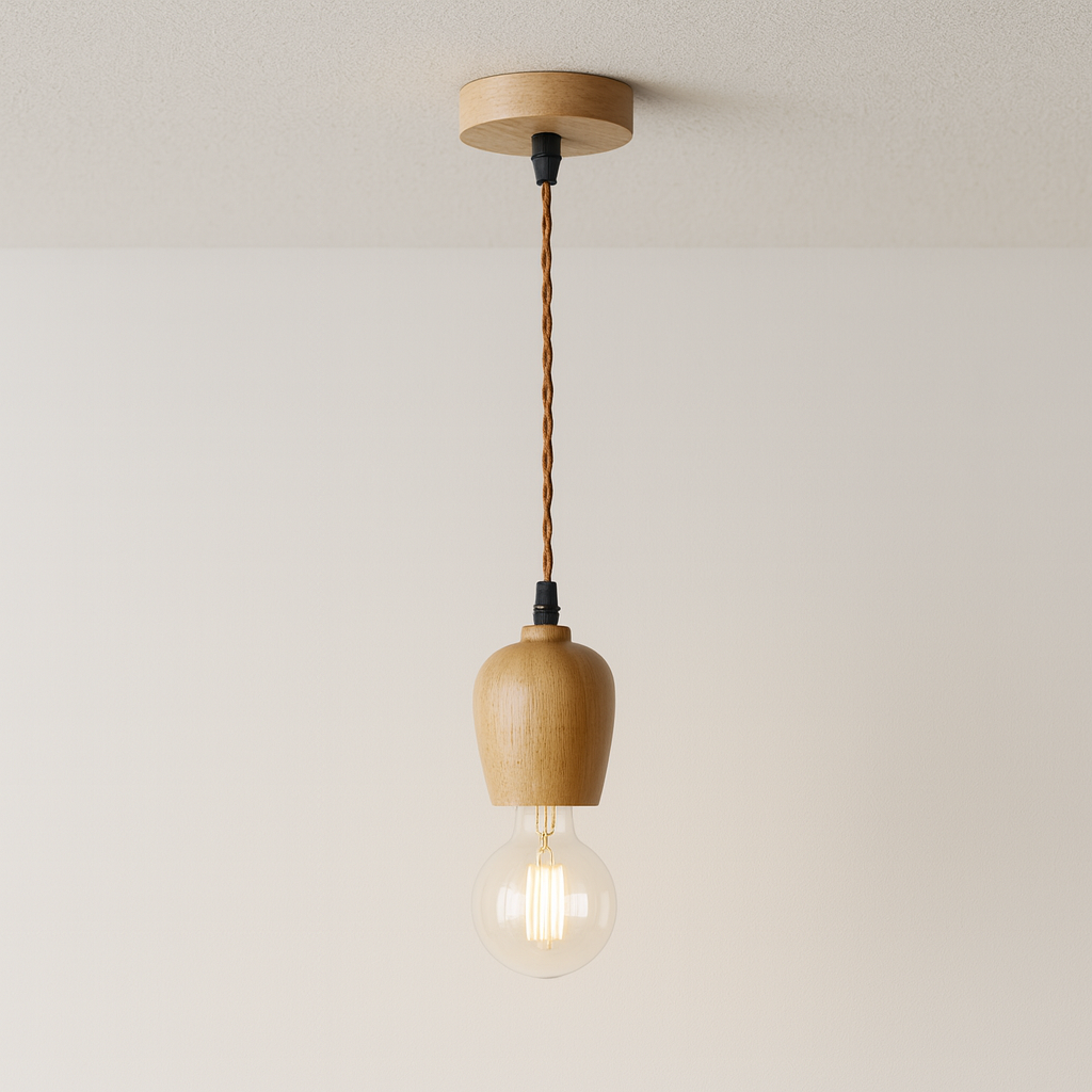 Pendente de Madeira Escandinavo Torneado Nórdico - homedecor