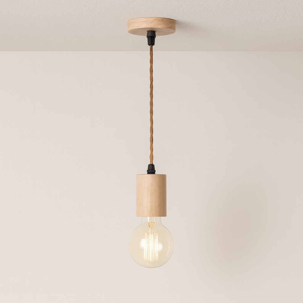 Pendente de Madeira Escandinavo Torneado Nórdico - homedecor