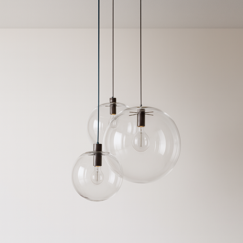Pendente de Vidro Esfera Transparente 20-40cm Moderno - homedecor