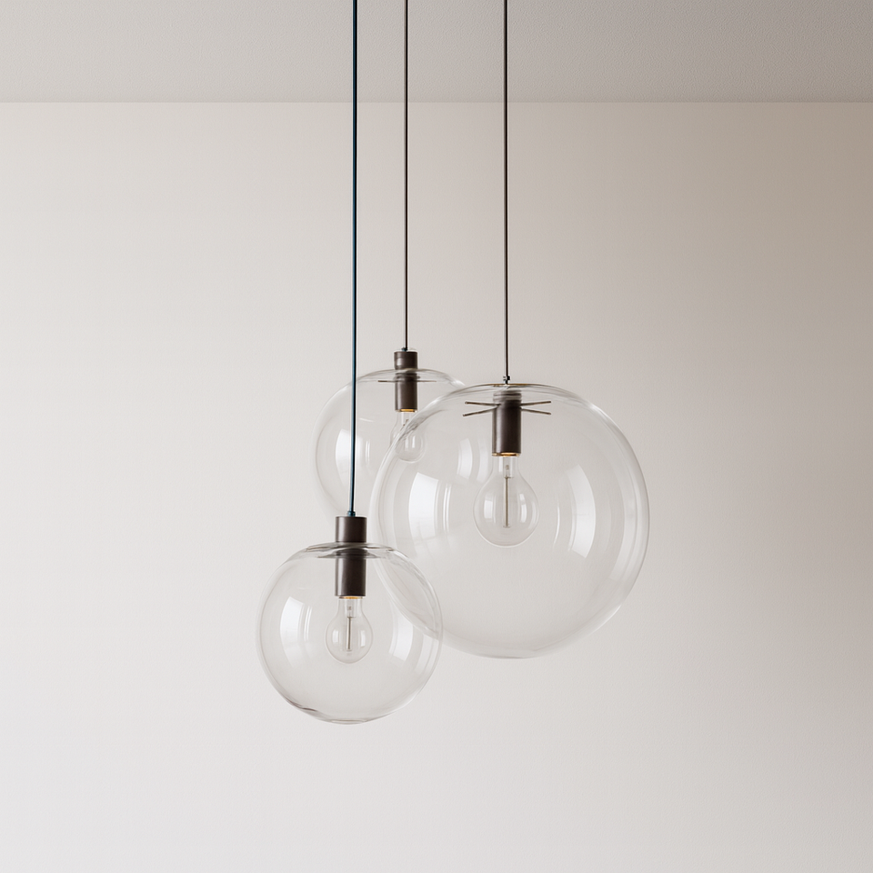 Pendente de Vidro Esfera Transparente 20-40cm Moderno - homedecor