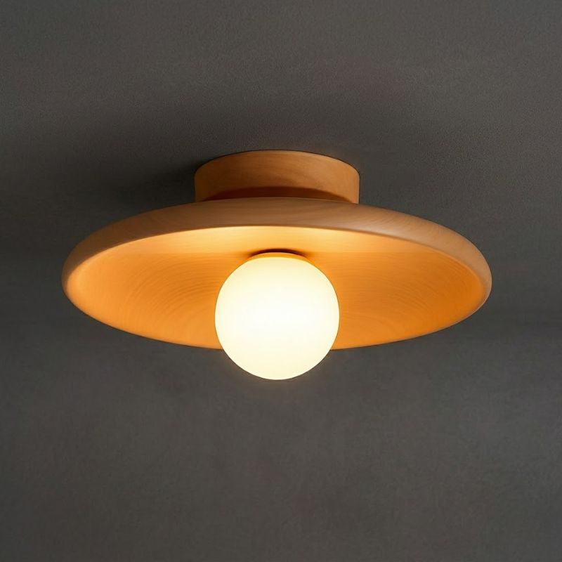 Plafon de Madeira Japandi Vidro Opalino Natural - homedecor