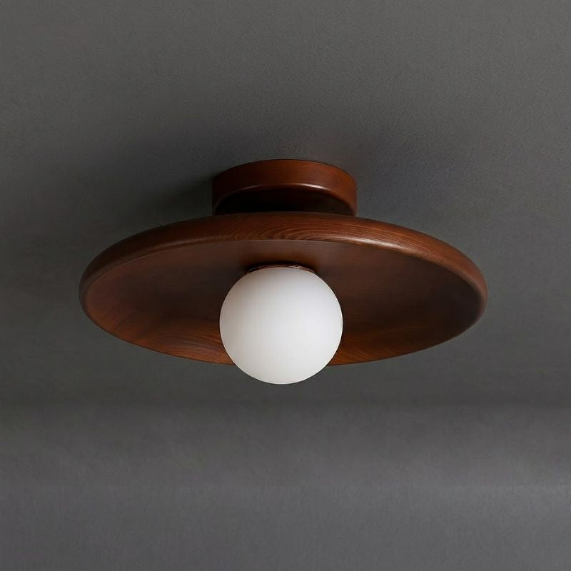 Plafon de Madeira Japandi Vidro Opalino Natural - homedecor