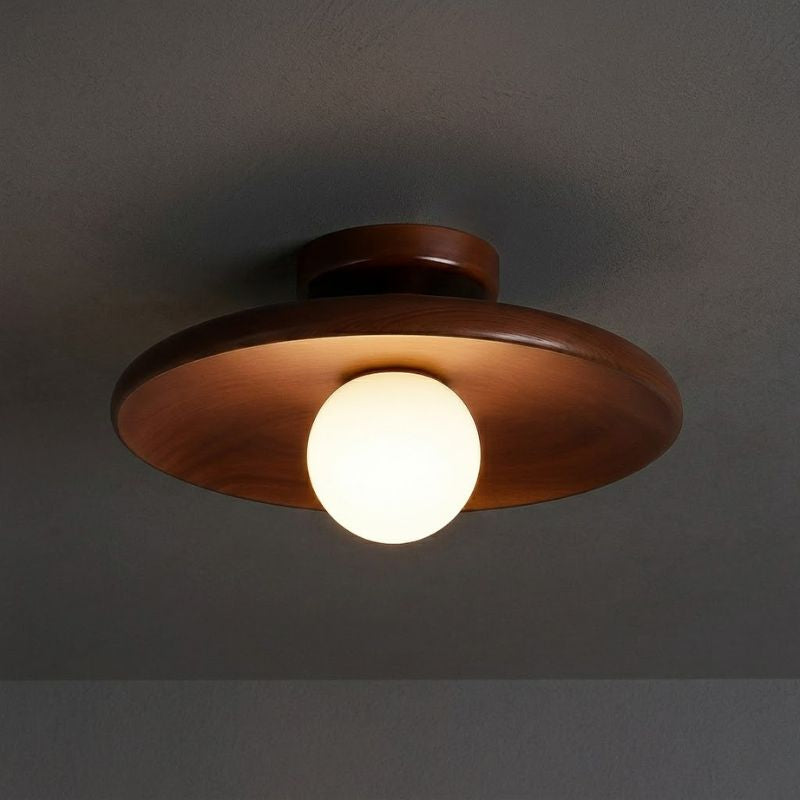 Plafon de Madeira Japandi Vidro Opalino Natural - homedecor