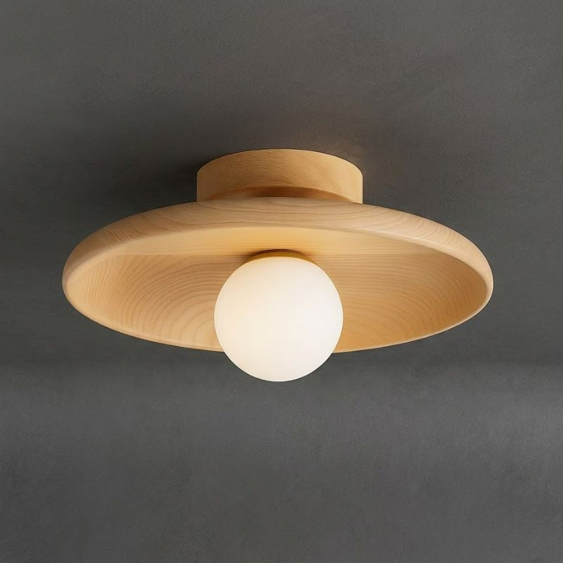 Plafon de Madeira Japandi Vidro Opalino Natural - homedecor