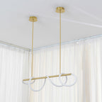 Pendente Linear Spirale Dourado | Design Orgânico e LED Integrado