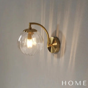 Arandela Dourada De Metal E Vidro Estilo Nórdico Para Parede Iluminação