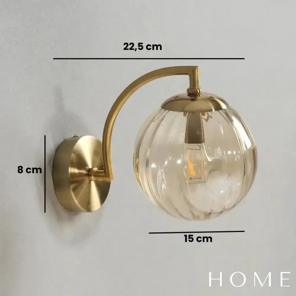 Arandela Dourada de Metal e Vidro Estilo Nórdico Vika - homedecor