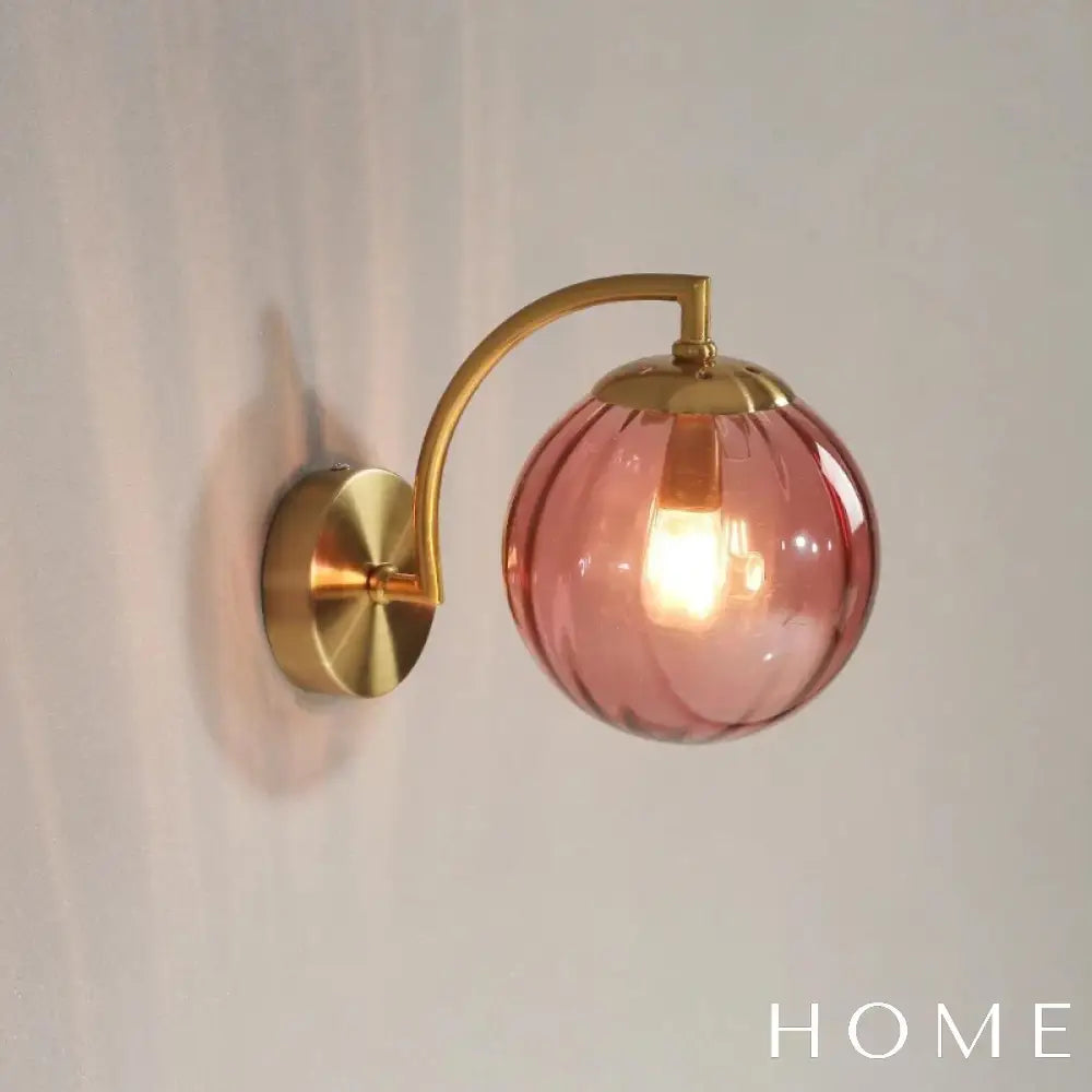 Arandela Dourada De Metal E Vidro Estilo Nórdico Para Parede Rosa Iluminação