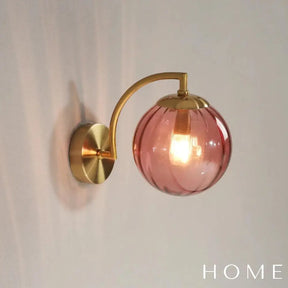Arandela Dourada De Metal E Vidro Estilo Nórdico Para Parede Rosa Iluminação