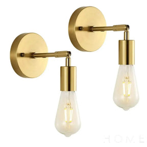 Arandela Industrial De Metal Articulada 180° Para Parede Dourado / 2 Unidades Iluminação