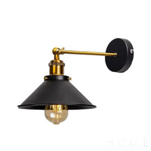 Arandela Interna Industrial Em Formato De Cone Para Parede Preto E Dourado Iluminação