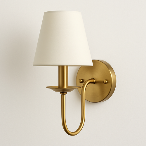 Arandela Austin Dourada Tipo Castiçal com Tecido Bege