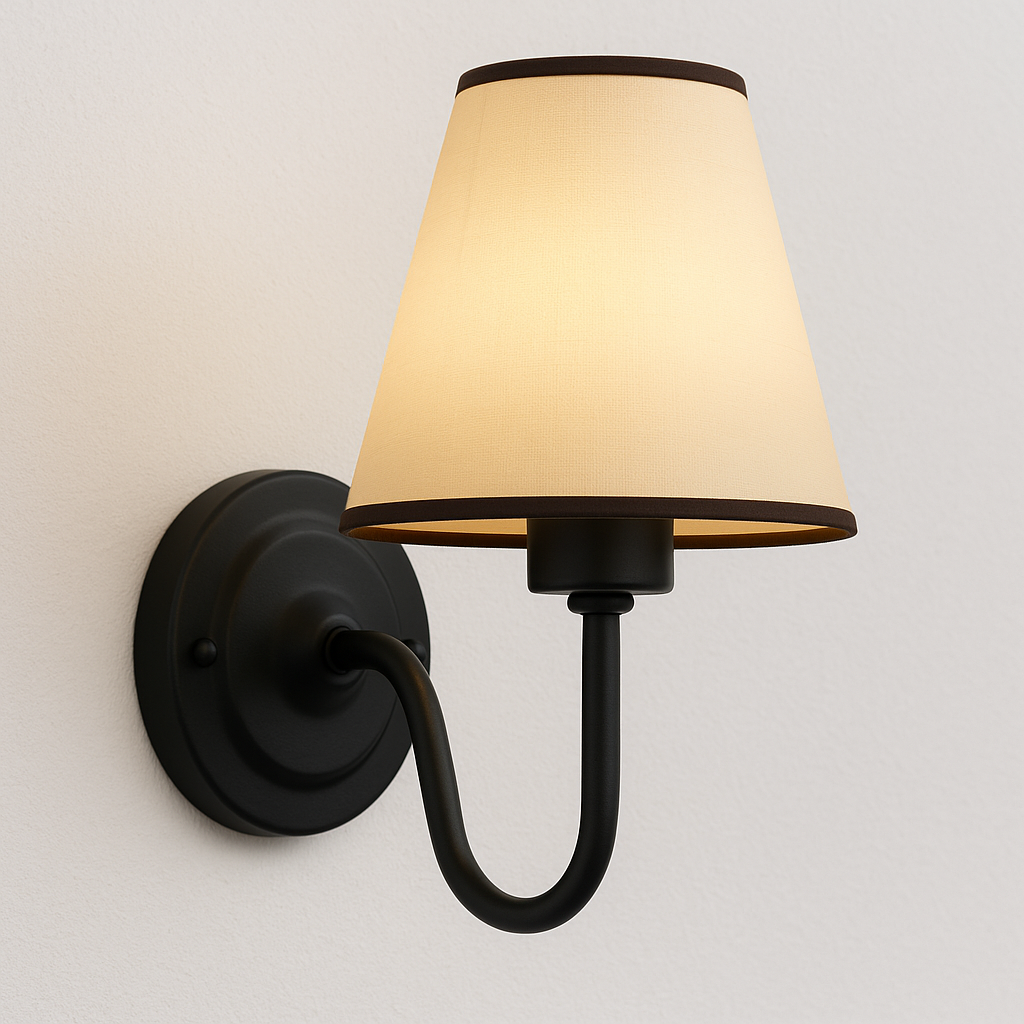 Arandela Clássica Gnoff Dourada com Cúpula de Linho