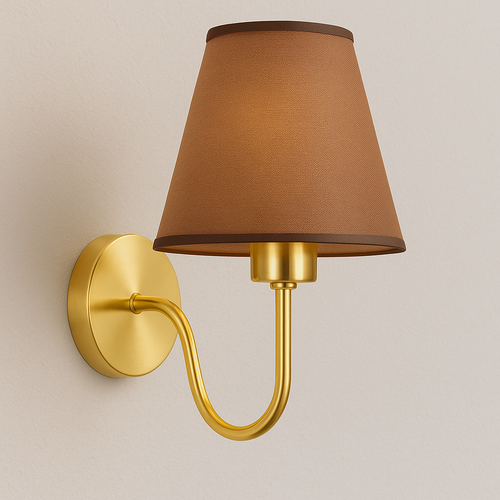 Arandela Clássica Gnoff Dourada com Cúpula de Linho