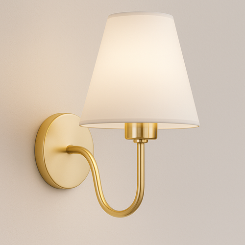 Arandela Clássica Gnoff Dourada com Cúpula de Linho