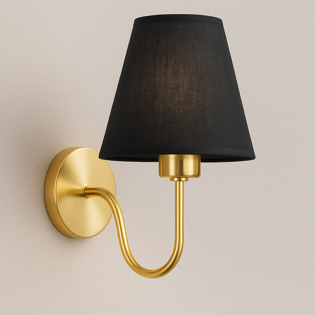 Arandela Clássica Gnoff Dourada com Cúpula de Linho