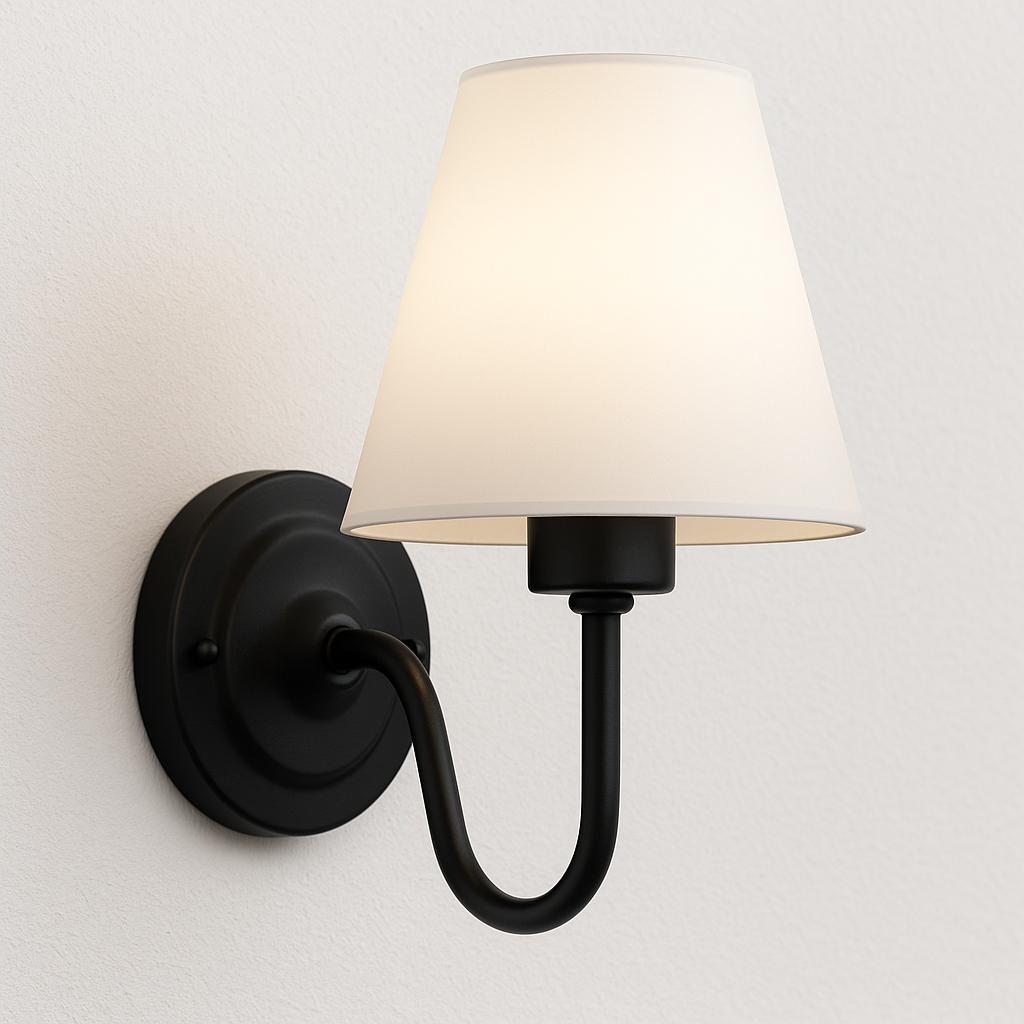 Arandela Clássica Gnoff Dourada com Cúpula de Linho