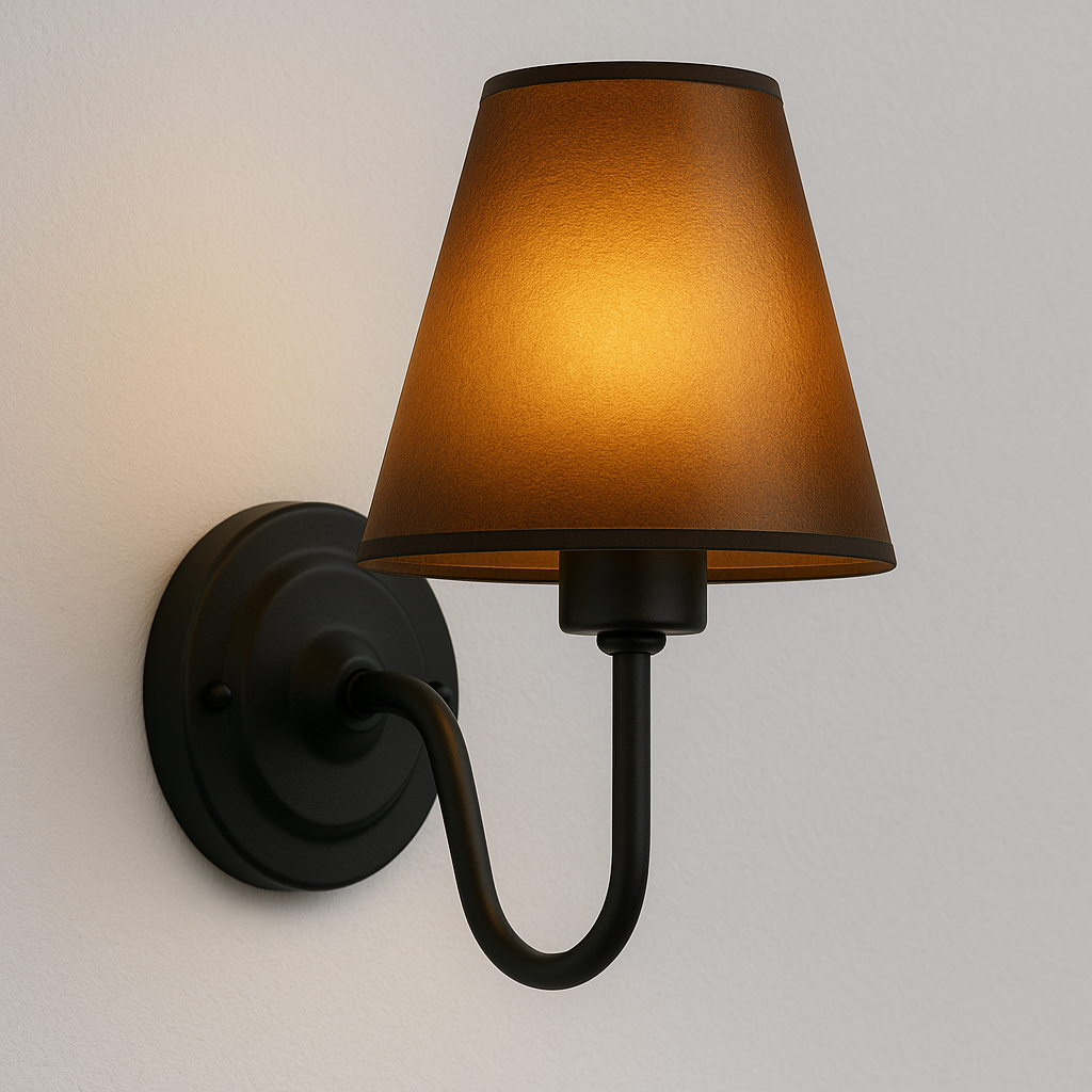 Arandela Clássica Gnoff Dourada com Cúpula de Linho