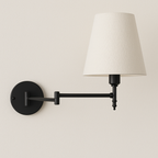 Arandela Articulada Felpa | Braço Sanfona Dourado e Tecido