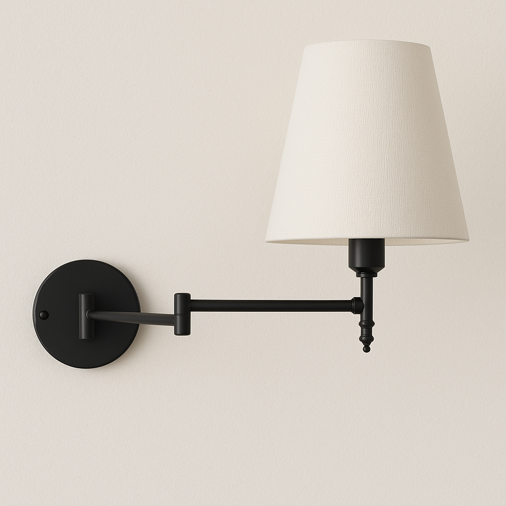 Arandela Articulada Felpa | Braço Sanfona Dourado e Tecido