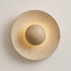 Arandela de Mármore Travertino e Madeira Riggor