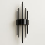 Arandela Art Déco Baham | Tubos de Cristal e Metal Dourado