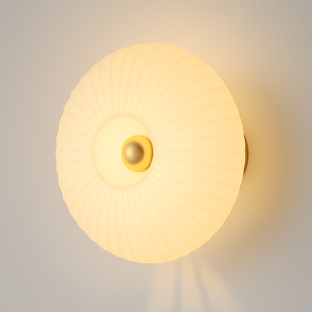 Arandela Art Déco Kyle | Vidro Âmbar Canelado Concha